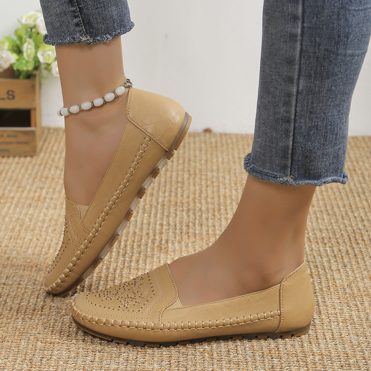 OrthoCare Casual Gommino Handmade Shoes In Solid Color