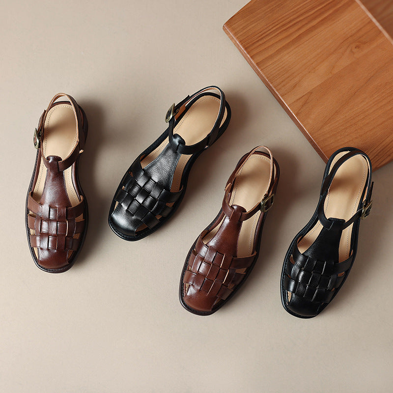OrthoCare Low-Heeled Open Sandals - Unique Vintage Style