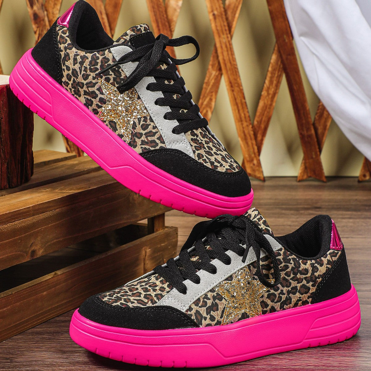 OrthoCare Unique Leopard Print Sneakers For Men And Women - Retro Style