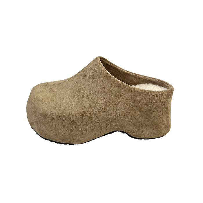 OrthoCare Trendy Chunky-Heeled Slippers With Faux Fur Lining