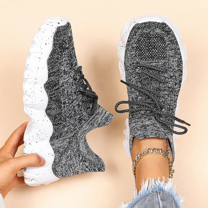 Orthopedic Chunky Sneakers – Breathable Knit Lace-Up Comfort Walking Shoes