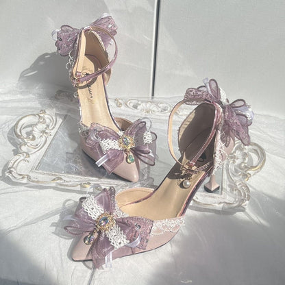 OrthoCare Butterfly Flower Rhinestone Stiletto Heel Sandals