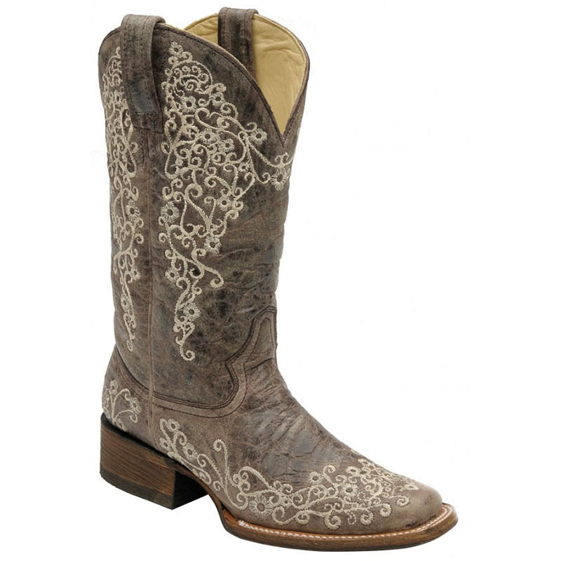 OrthoCare Embroidered Mid-Calf Boots - Chunky Heel