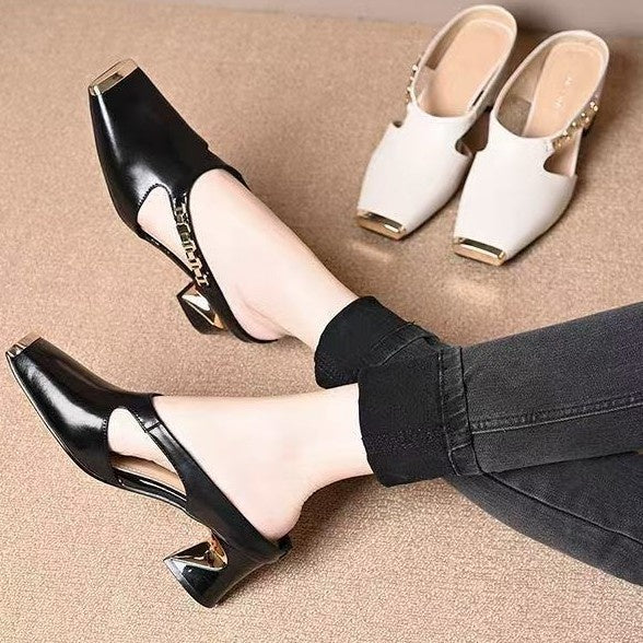 Petronella | Women’s Orthopedic Cutout Slingback Block Heel Mules