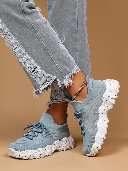 Orthopedic Chunky Sneakers – Breathable Knit Lace-Up Comfort Walking Shoes