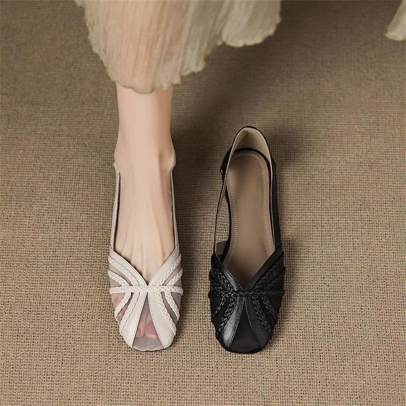 OrthoCare Pointed Toe Woven Slingback Flat Sandals