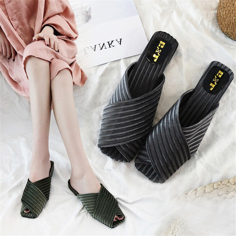 Bambina | Women’s Orthopedic Pleated Cross Strap Comfort Slide Sandals
