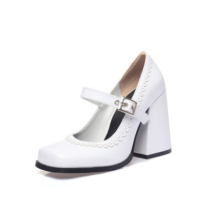 Orthopedic Mary Jane Block Heels – Comfortable Strap Dress Shoes