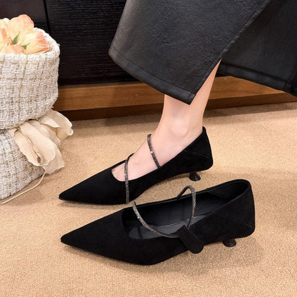 OrthoCare | Pointed Toe Strap Block Heel Pumps