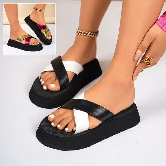 Quinlisse | Women’s Orthopedic Colorblock Platform Slide Sandals