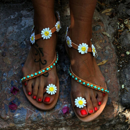 Floris | Women’s Orthopedic Boho Daisy Toe Ring Sandals
