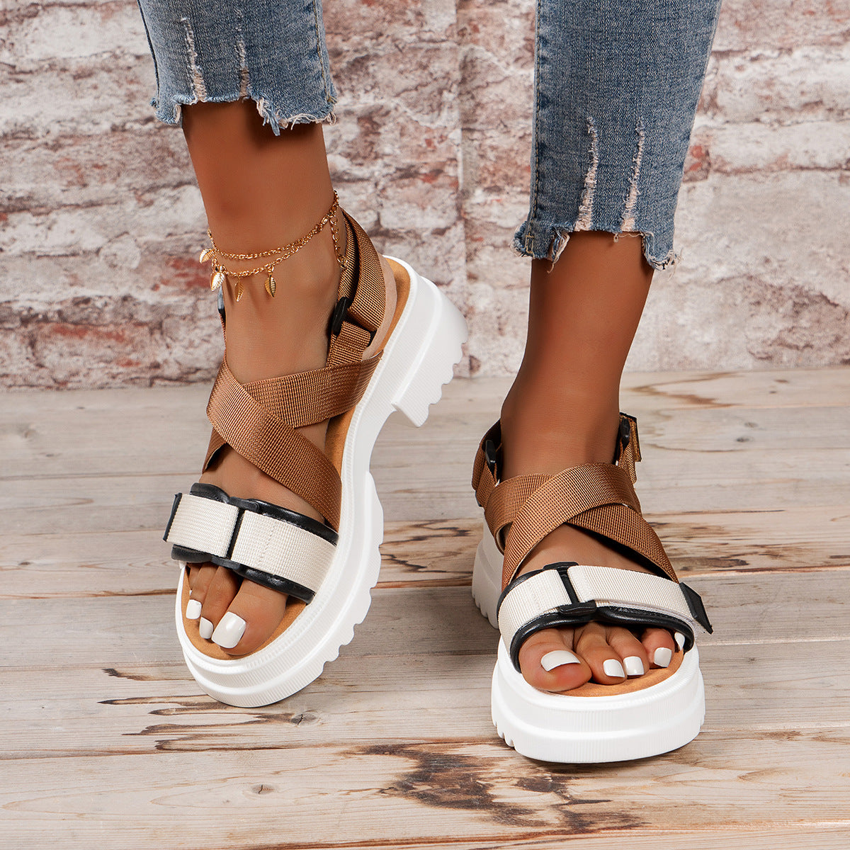 Ysaline | Women’s Orthopedic Chunky Platform Cross Strap Sandals
