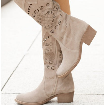 Frances | Orthopedic Women’s Western Style Knee-High Boots with Cutout Design