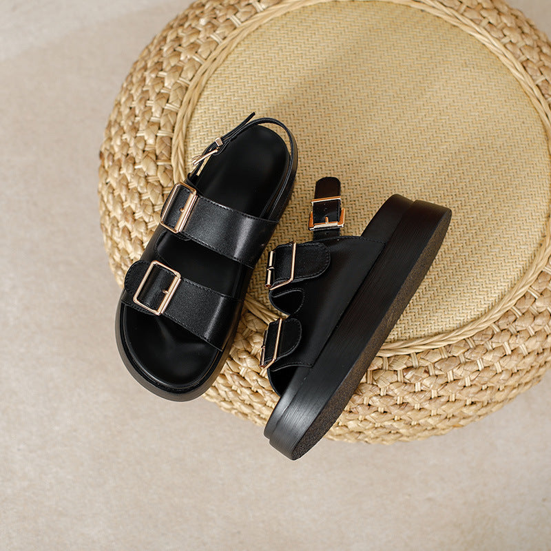 Sylvara | Women’s Orthopedic Double Buckle Platform Sandals