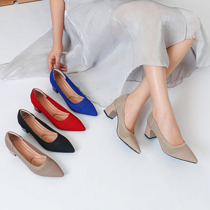 Quincy | Women’s Orthopedic Woven Pointed Toe Block Heel Pumps