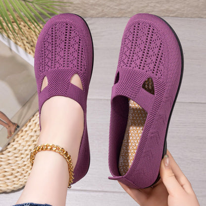 Orthopedic Knit Mary Jane Flats – Breathable Slip-On Comfort Walking Shoes