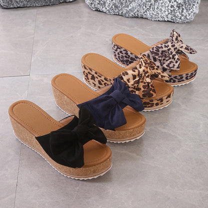 OrthoCare Wedge Slippers - Leopard Bow Comfort