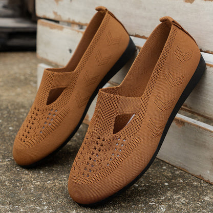 Orthopedic Breathable Knit Flats – Lightweight Slip-On Comfort Walking Shoes