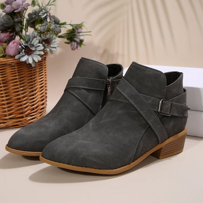 OrthoCare Ankle Boots - Chunky Heel Leather Comfort