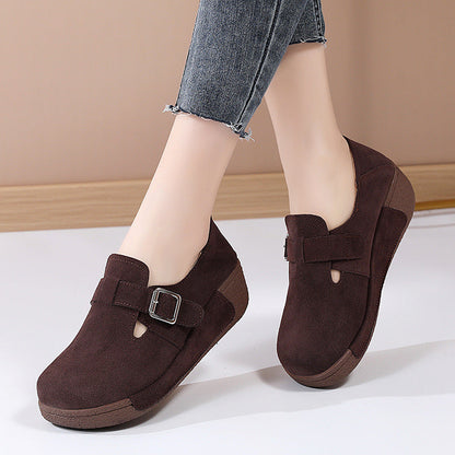 Orthopedic Suede Buckle Loafers – Adjustable Comfort Slip-On Walking Shoes