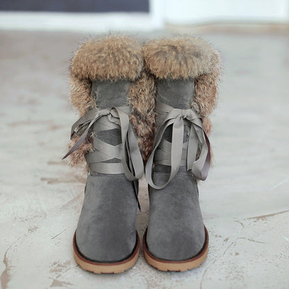 Seraphina | Orthopedic Ribbon-Lace Fur Suede Winter Boots