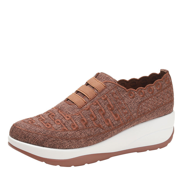 OrthoCare Women’s Wedge Slip-On Sneakers – Lace Detail Comfort Walking Shoes