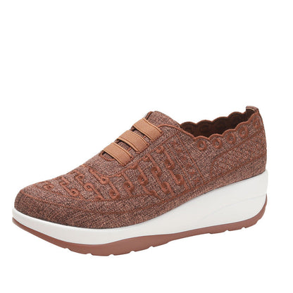 OrthoCare Women’s Wedge Slip-On Sneakers – Lace Detail Comfort Walking Shoes