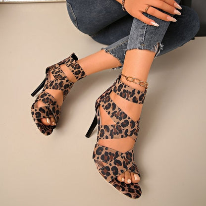 OrthoCare Leopard Print Pointed Toe High Heel Sandals