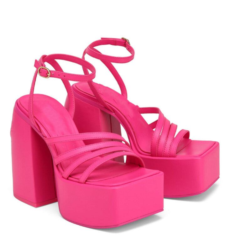 OrthoCare Chunky Platform Ankle Strap High Heel Sandals