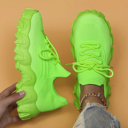 Orthopedic Chunky Sneakers – Breathable Knit Lace-Up Comfort Walking Shoes