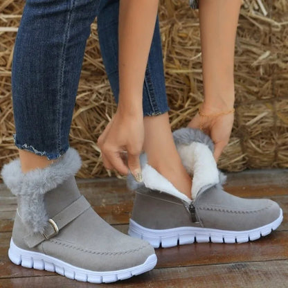 Anabelle | Orthopedic Plush Ankle Boots With Buckle Design