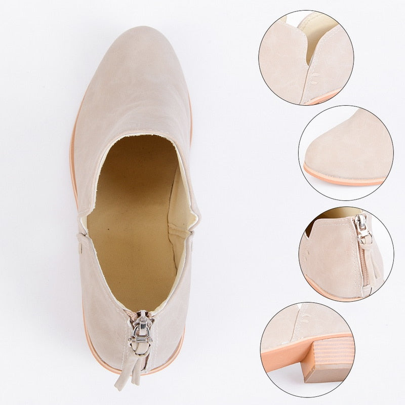 OrthoCare Retro High Heel Ankle Boots - Unique Autumn