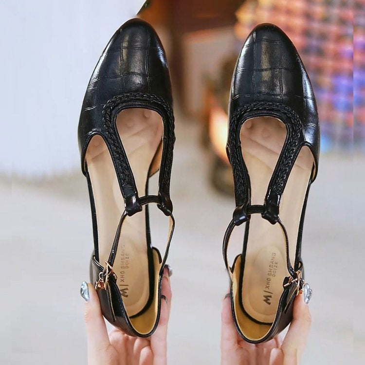 Sandy | Orthopedic Soft Leather Pointed Cross-strap  Shoes