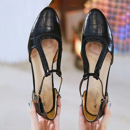 Sandy | Orthopedic Soft Leather Pointed Cross-strap  Shoes