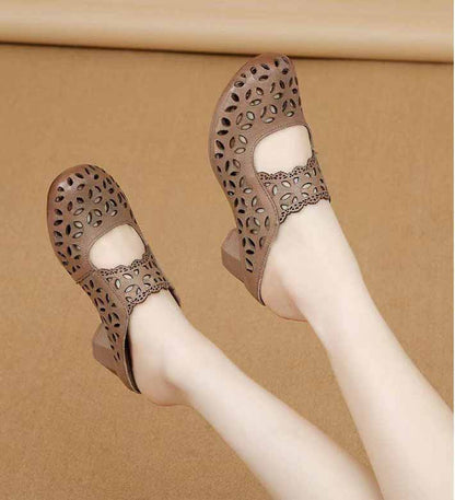 OrthoCare Women’s Vintage Cut-Out Heeled Mules – Breathable Comfort Slip-On Shoes