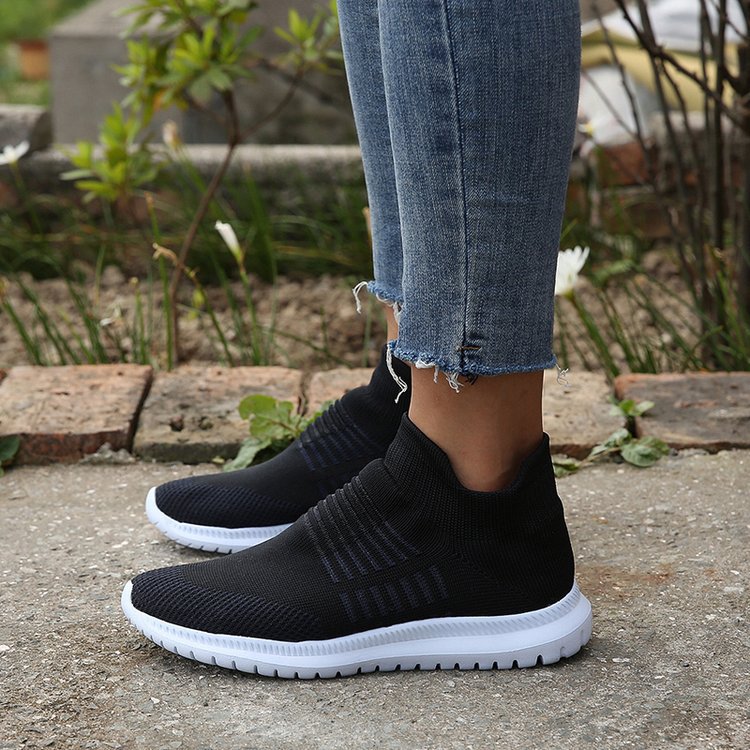 Orthopedic Knit Slip-On Sneakers – Lightweight Breathable Comfort Walking Shoes