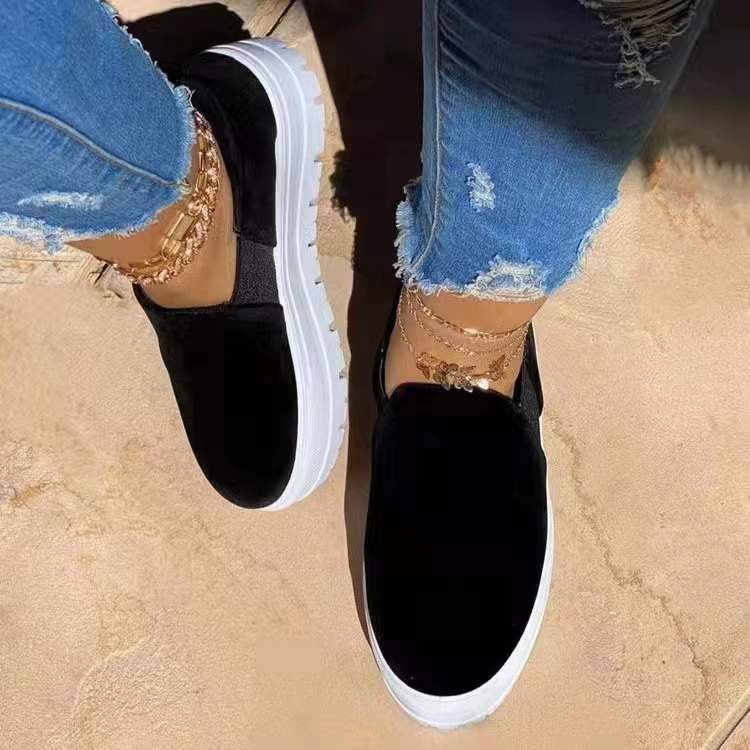 OrthoCare Women’s Suede Slip-On Platform Sneakers – Lightweight Casual Comfort Shoes