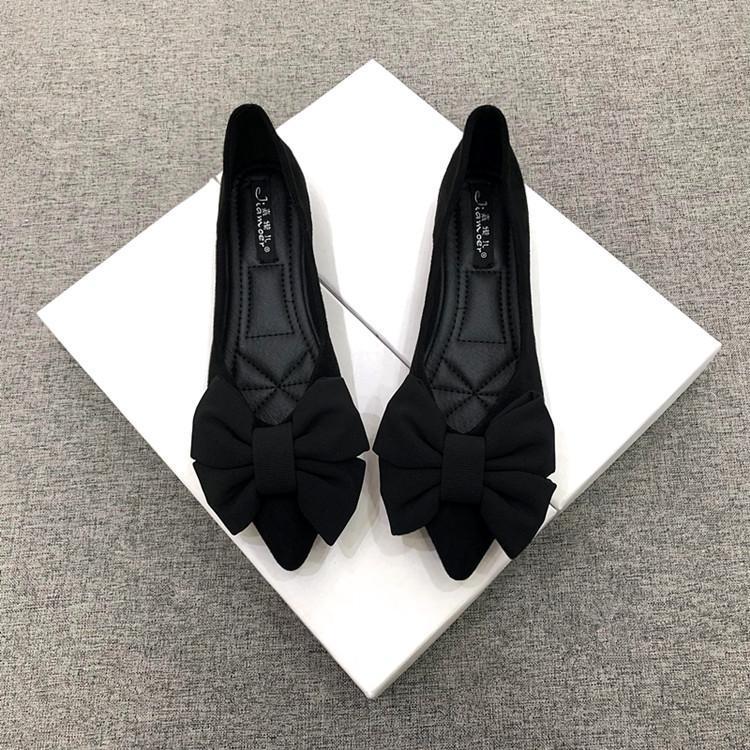 OrthoCare Women's Flats - Rubber Sole, Black Bow