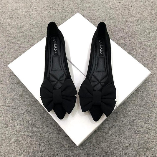 OrthoCare Women's Flats - Rubber Sole, Black Bow