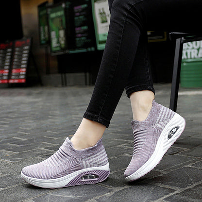 Orthopedic Air Cushion Slip-On Sneakers – Breathable Knit Lightweight Walking Shoes