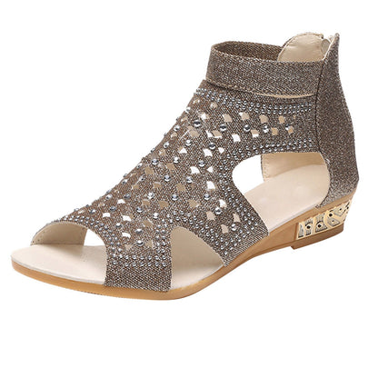 OrthoCare Summer Rhinestone Sandals With A Unique Back Zip Design