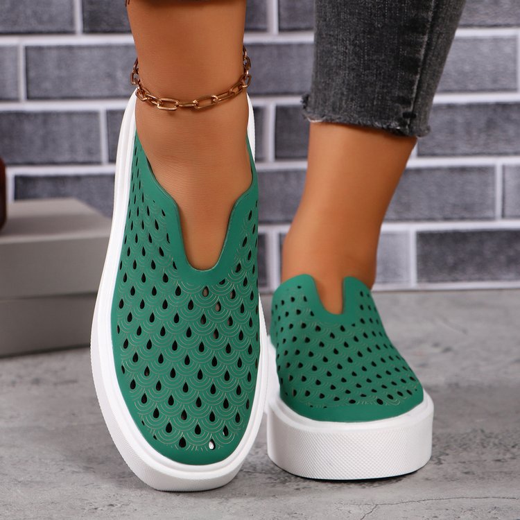 OrthoCare Women’s Perforated Slip-On Sneakers – Breathable Platform Comfort Shoes