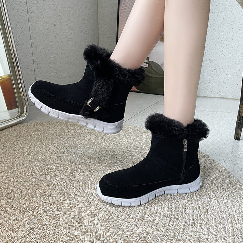 Anabelle | Orthopedic Plush Ankle Boots With Buckle Design