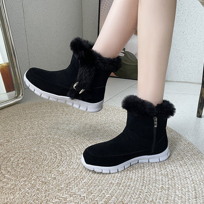 Anabelle | Orthopedic Plush Ankle Boots With Buckle Design