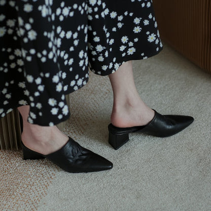 Bhavya | Women’s Orthopedic Pointed Toe Low Heel Mule Pumps