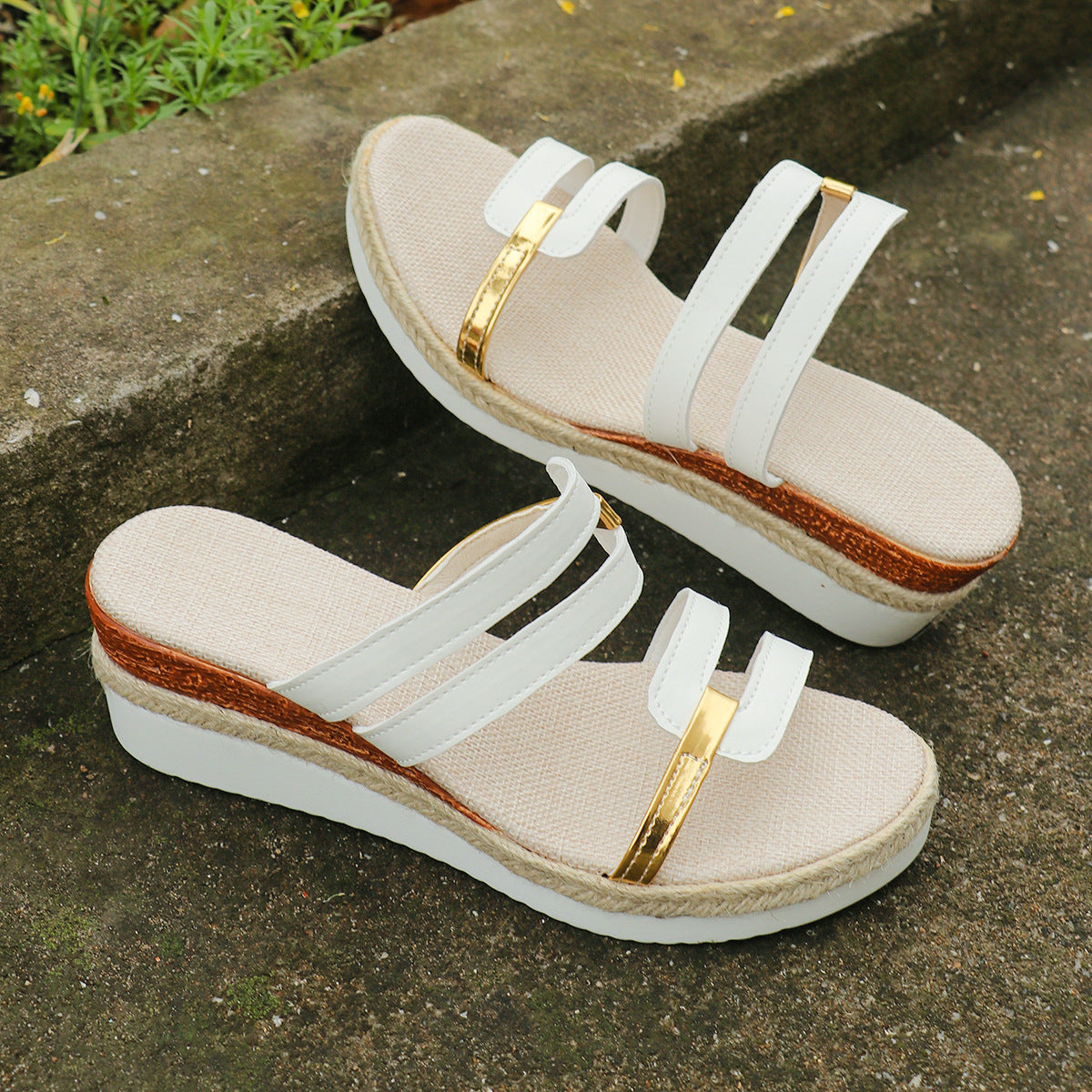 OrthoCare Unique Colorblock Wedge Sandals For Summer -