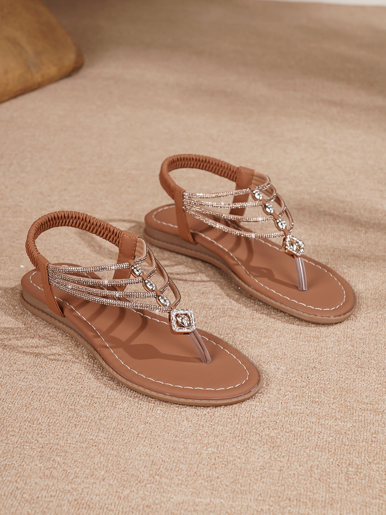 Prisca | Women’s Orthopedic Rhinestone Toe Ring Flat Sandals
