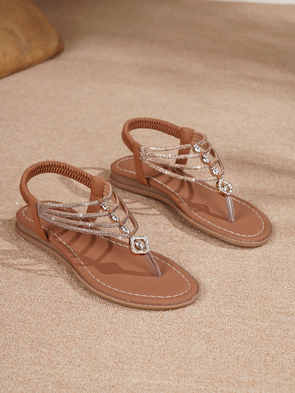 Prisca | Women’s Orthopedic Rhinestone Toe Ring Flat Sandals