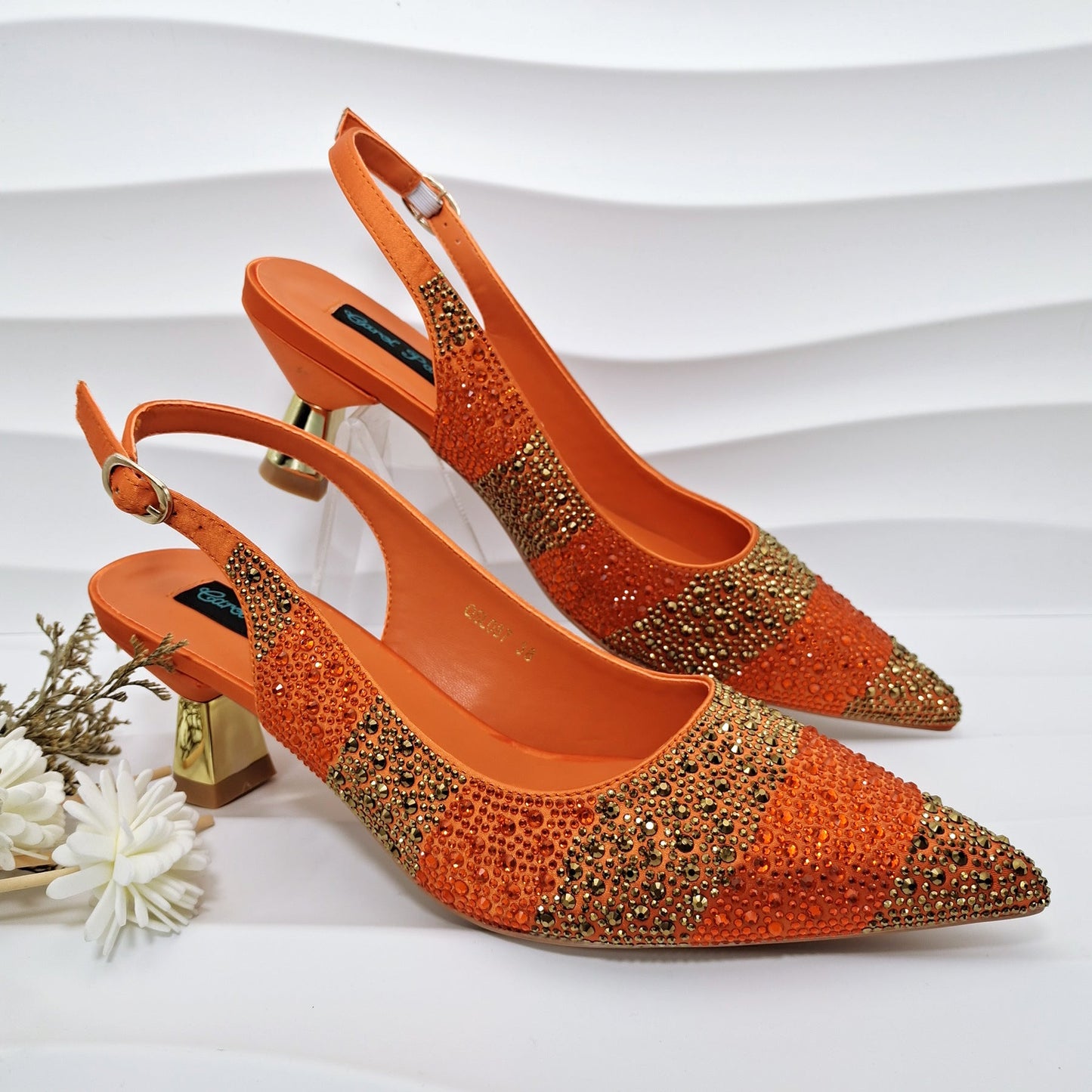 Faloura | Women’s Orthopedic Rhinestone Slingback Kitten Heels