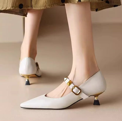 OrthoCare Pointed-Toe Heels - Studded Strap Comfort